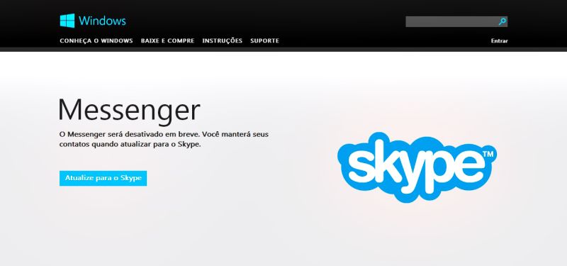 Site do Messenger orienta usuário a baixar Skype | Reprodução