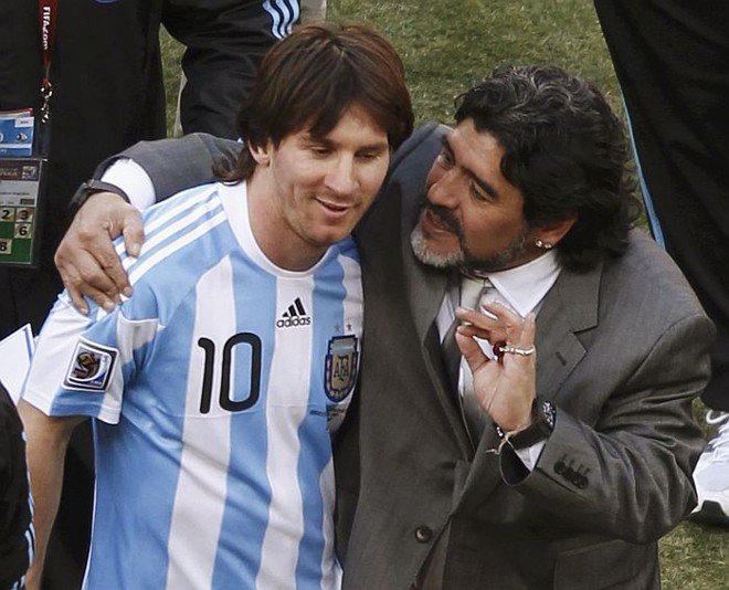 Sob o comando de Maradona na seleção da Argentina na Copa do Mundo de 2010 |