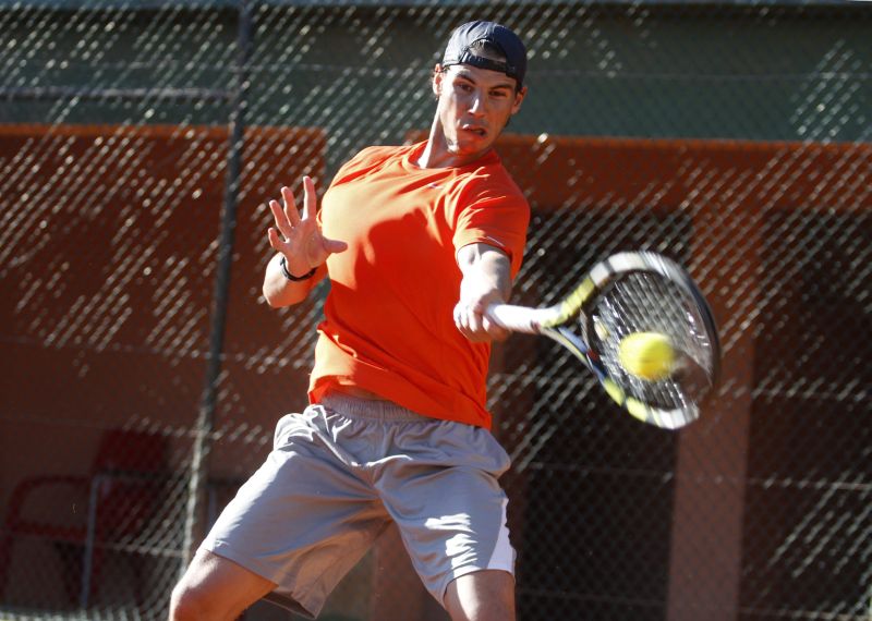 Rafael Nadal durante treino nesta quarta-feira, em Mallorca | Reuters