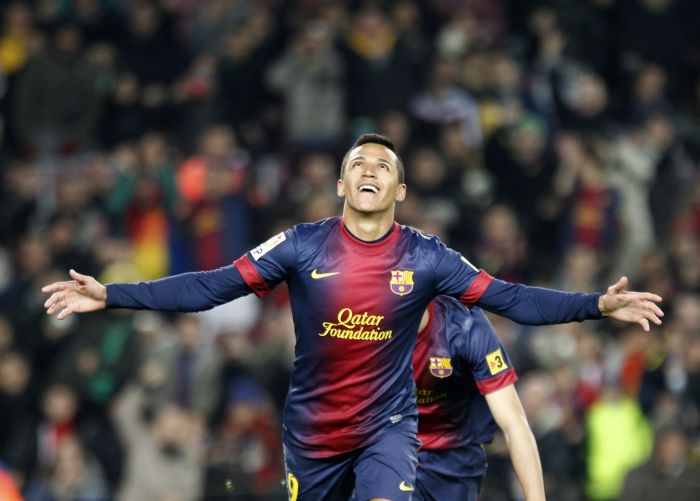 Sánchez comemora gol sobre o Cordoba. Chileno não balançava a rede desde outubro | Gustau Nacarino / Reuters