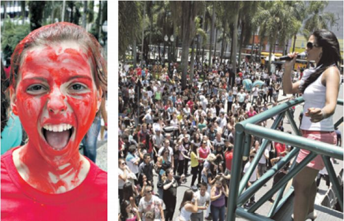 Bruna Opieco comemora aprovação. Festa reuniu centenas de pessoas na praça Carlos Gomes | Fotos: Henry Milleo/ Gazeta do Povo