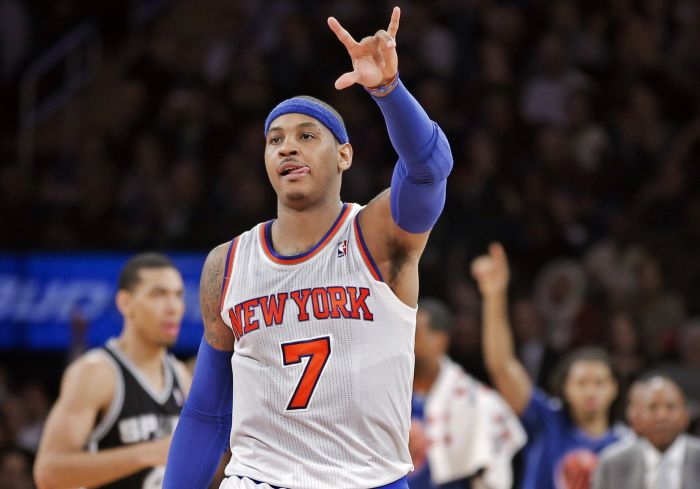 Carmelo Anthony fez 23 pontos na vitória do Knicks sobre o Spurs na noite de quinta-feira | Ray Stubblebine / Reuters