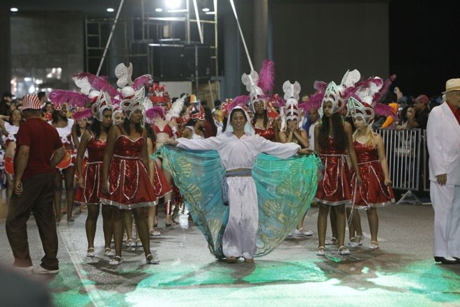 A Bairro Alto foi a primeira escola a desfilar na noite deste sábado |