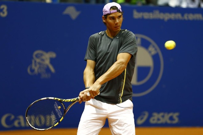 Nadal defendeu quadra do Brasil Open, mas disparou contra a bola escolhida pela ATP | Divulgação/Inovafoto