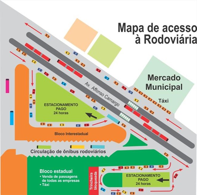 Mapa divulgado pela Prefeitura de Curitiba aponta como será o funcionamento da Rodoferroviáira durante o feriado de Carnaval | 