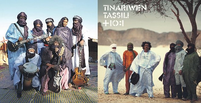 Tinariwen- Banda formada em 1982 por tuaregues (povo semi-nômade), da região do deserto do Saara. Seu quinto álbum, Tassili, lançado em 2011, recebeu o Grammy de melhor álbum de world music e conta com participações de Nels Cline (Wilco) e Kyp Malone e Tunde Adebimpe (TV on the Radio). O grupo apresenta-se com roupas típicas do deserto e mistura influências berberes, árabes e africanas, combinadas ao blues e ao rock psicodélico. Ouça: Tassili (Anti Records, 2011). www.tinariwen.com |