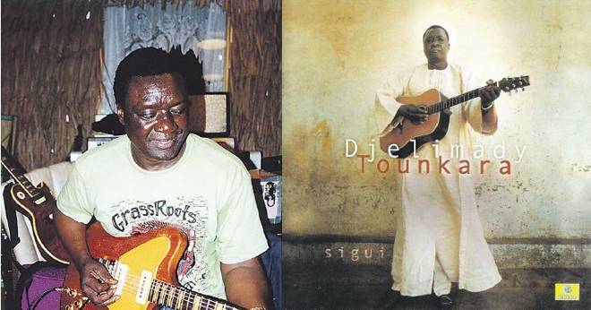 Djelimady Tounkara- Guitarrista ativo no cenário musical maliano desde os anos 1960, recebeu forte influência da música cubana e congolesa. Chegou a ser convidado para fazer parte da primeira sessão histórica do Buena Vista Social Club, mas não teve como ir até Cuba, pois seu passaporte chegou atrasado. Dono de uma técnica marcante, possui dedilhado e afinações inconfundíveis e inimitáveis. Seu primeiro disco solo foi lançado em 2002. Ouça: Sigui (Indigo France, 2002). www.itunes.apple.com/au/artist/djelimady-tounkara/id21442737 |