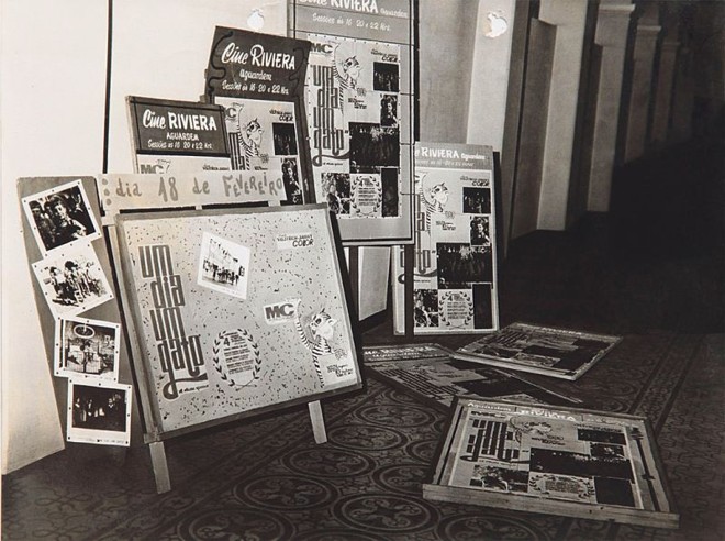 Cartazes de Um Dia, Um Gato, que inaugurou as sessões no Riviera |