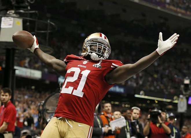 Frank Gore comemora touchdown do 49ers |