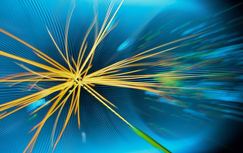 Imagem simula a colisão de prótons, que poderia comprovar a existência do Bóson de Higgs | AFP/Divulgação