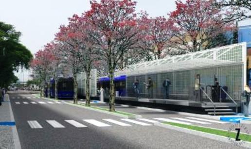 Desenho do corredor prevê a instalação do sistema em 11 quilômetros da cidade, nas avenidas Herval e Morangueira | Divulgação / Projeto BRT