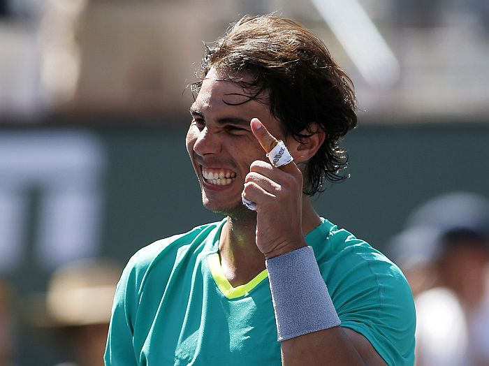 Rafael Nadal comemora vitória sobre Thomas Berdych, que garantiu vaga na final de Indian Wells | Danny Moloshok / Reuters