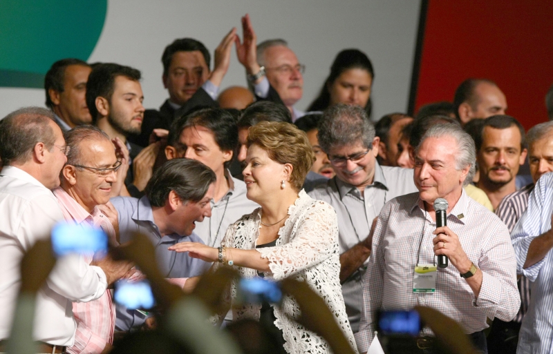 Dilma e Temer em convenção nacional do PMDB: pareceria garantida, mas chapa em aberto | Alan Marques//Folhapress