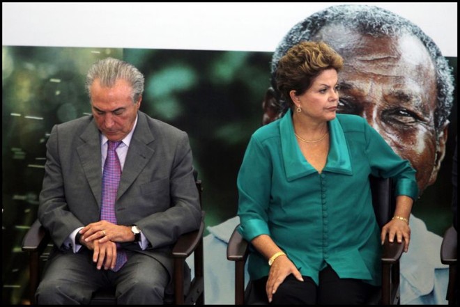 O vice-presidente Michel Temer e Dilma. |