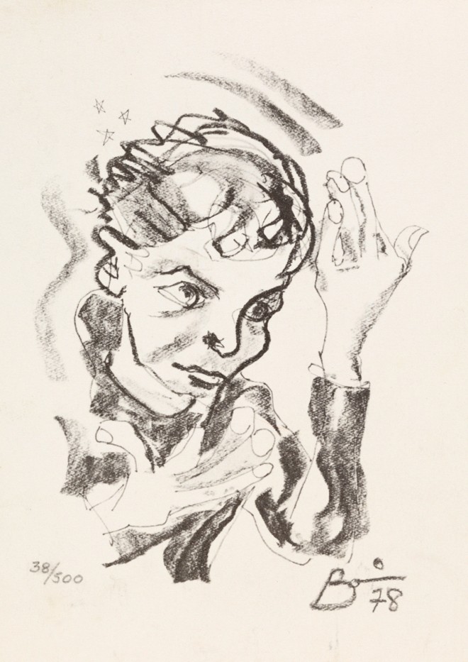 Autorretrato de Bowie inspirado na capa de Heroes (1978) |