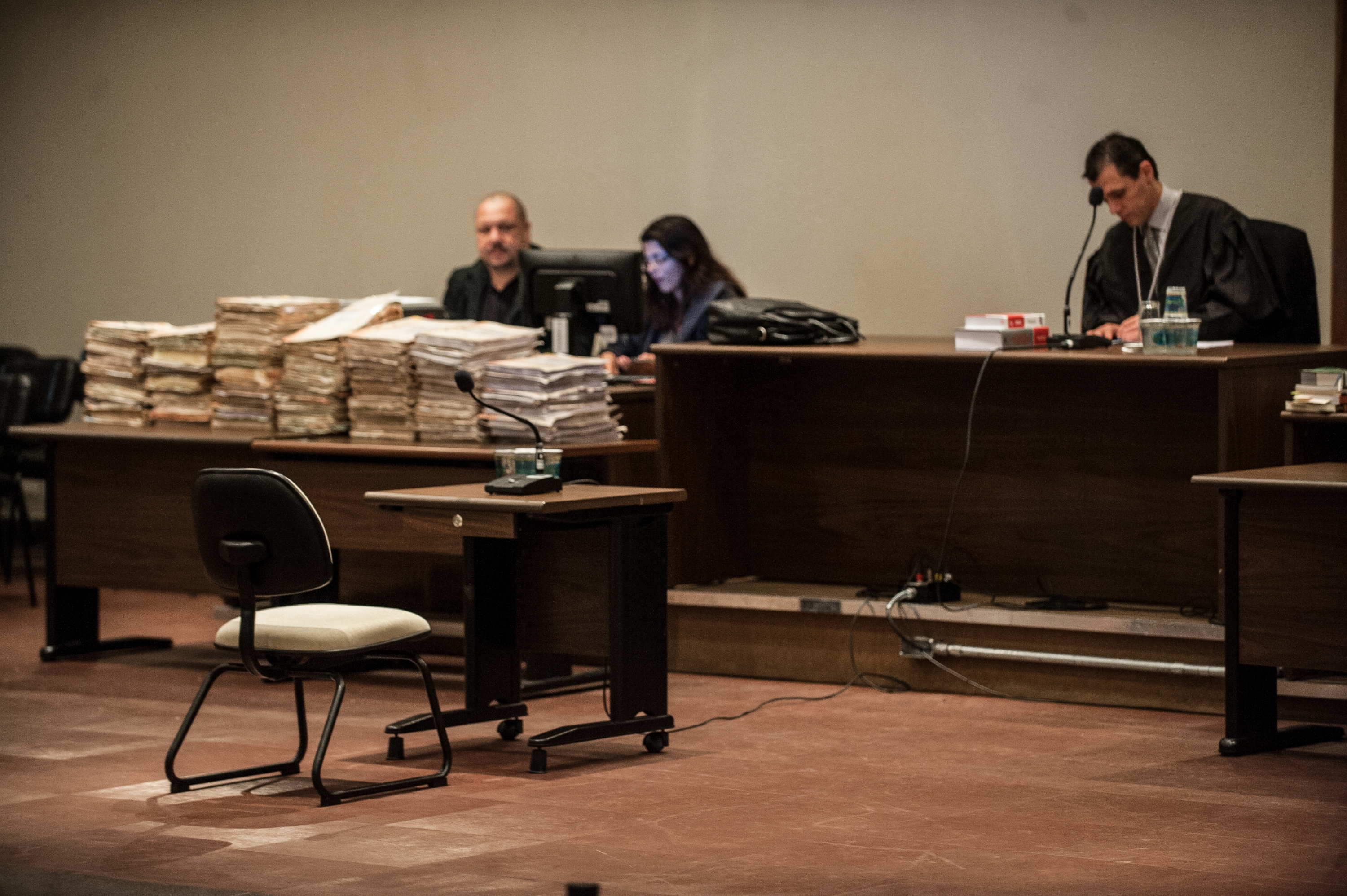 Plenário do Fórum da Barra Funda, na zona oeste, onde 26 policiais militares são julgados pelo caso que ficou conhecido há mais de 20 anos como o Massacre do Carandiru | Marcelo Camargo / Agência Brasil