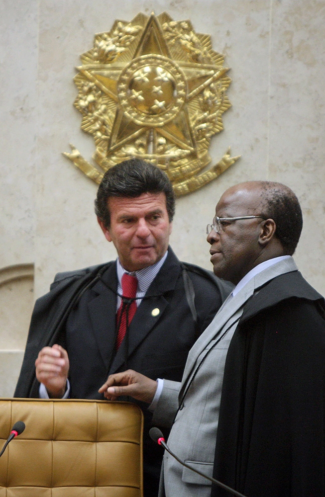 Luiz Fux e Joaquim Barbosa: posicionamentos semelhantes no julgamento do mensalão | Nélson Jr./STF