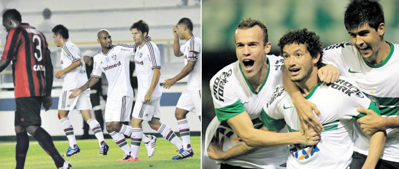 Manoel marcou o gol atleticano, mas não foi suficiente para o Rubro-Negro vencer no retorno à Série A; Arthur, aos 46 minutos do segundo tempo, amenizou um pouco a pressão no Alto da Glória | Rossana Fraga/Photocamera e Albari Rosa/Gazeta do Povo