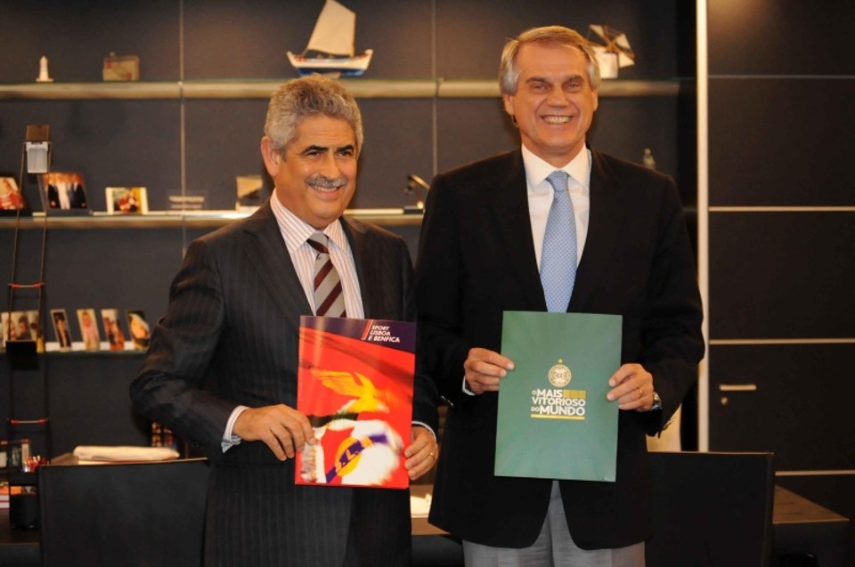 Presidentes Luís Felipe Vieira e Vilson Ribeiro de Andrade assinam parceria em Lisboa | Divulgação / Benfica