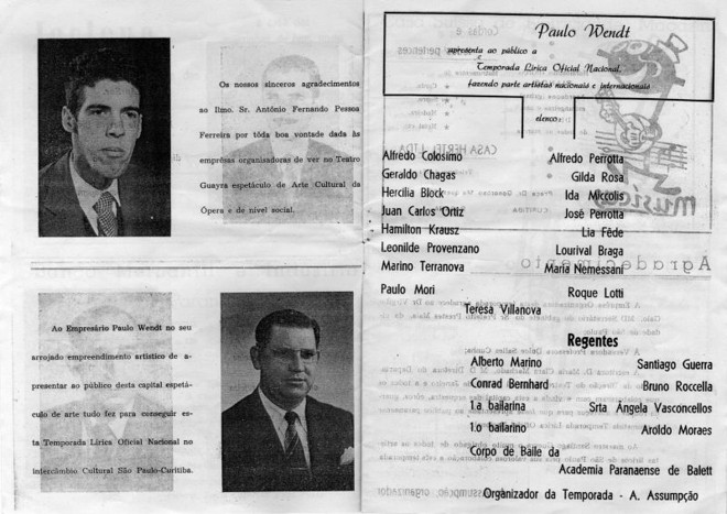 Panfleto com a programação cultural criada por Wendt além da Marrocos, alta cultura |