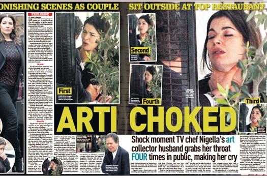 Imagens do jornal The New York Post mostram Nigella sendo agredida pelo marido | Reprodução