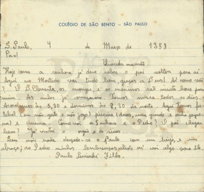 Cartas escritas à mãe na época em que Leminski estudava no mosteiro revelam um adolescente aparentemente bem-comportado |