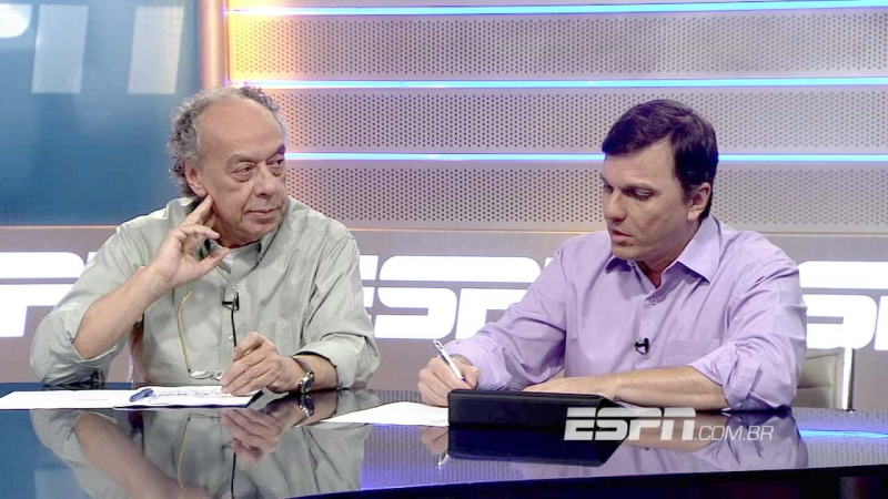 José Trajano e Paulo Calçade na bancada do Linha de Passe: pulso firme | Reprodução