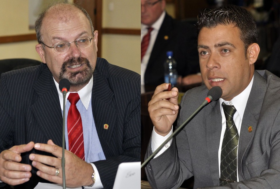 Os vereadores Jorge Bernardi(à esquerda) e Rogério Campos (à direita) disputam nos bastidores a presidência da CPI da Urbs na Câmara Municipal de Curitiba | Câmara Municipal de Curitiba / Divulgação