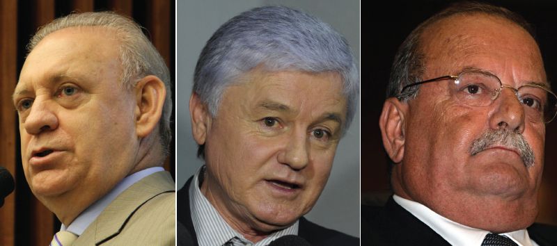 Ademar Traiano (PSDB), líder do governo na Assembleia; Valdir Rossoni (PSDB), presidente da Assembleia Legislativa; Luiz Accorsi (PSDB), deputado estadual | Sandro Nascimento/Alep; Sandro Nascimento/Alep; Albari Rosa/ Gazeta do Povo