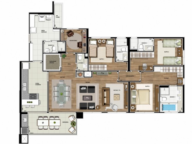 Apartamento do Privilege tem cômodo multiuso, que pode ser escritório, adega ou quarto de empregada | 