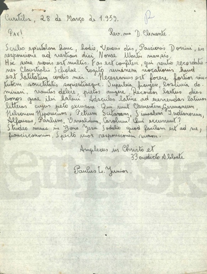 Quando deixou o Mosteiro de São Bento, em São Paulo, Leminski continuou o contato com o dirigente Dom Clemente, a quem pedia sugestões de leitura |