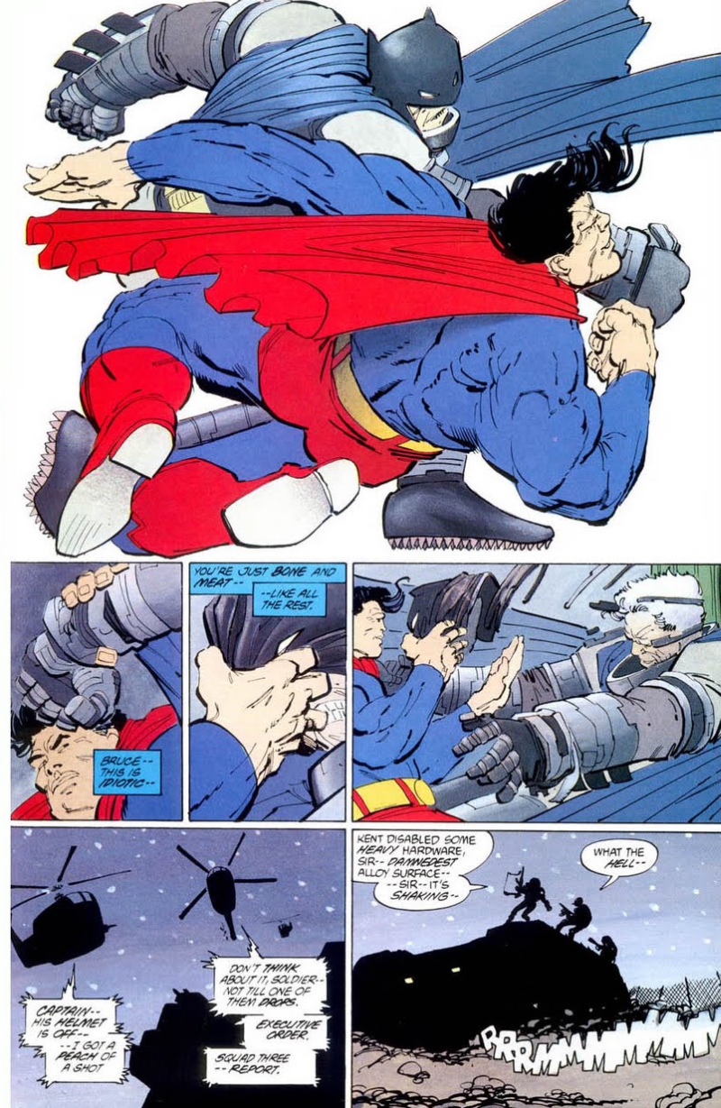 Governo americano coloca Superman no encalço de Batman em O Cavaleiro das Trevas, de Frank Miller | Reprodução