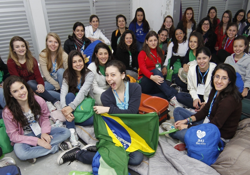 Apesar do improviso, peregrinas curitibanas não escondem a alegria de estar na Jornada | Aniele Nascimento/Gazeta do Povo