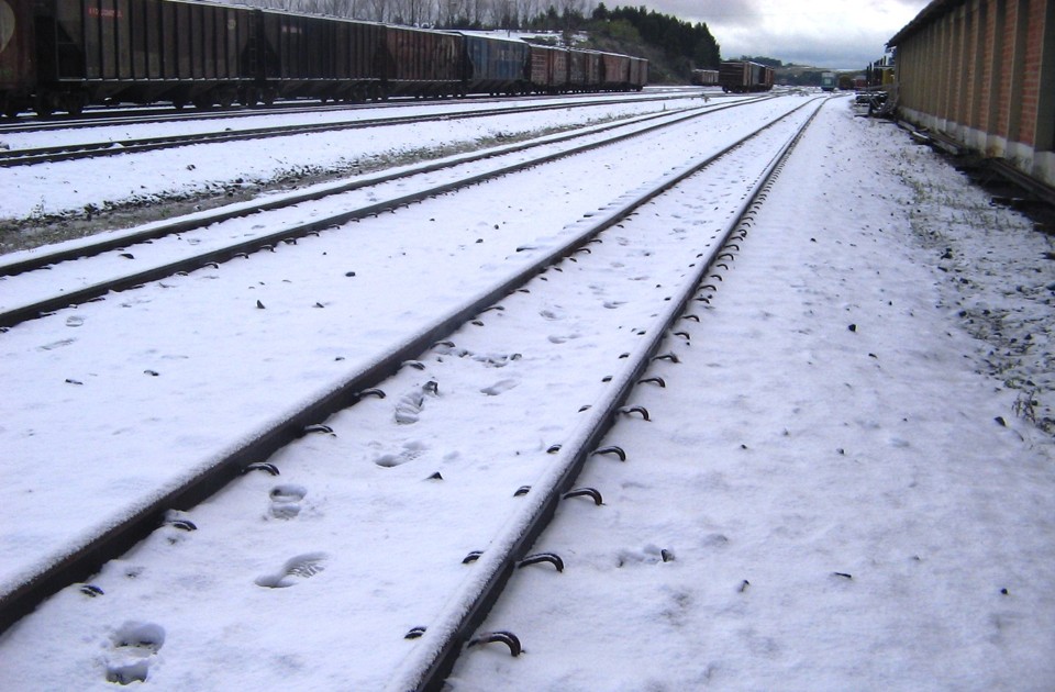 Terminal da Ferroeste em Guarapuava coberto de neve. Foto tirada por Alfredo Kloster e enviada pela assessoria de imprensa da Ferroeste | Alfredo Kloster/Ferroeste