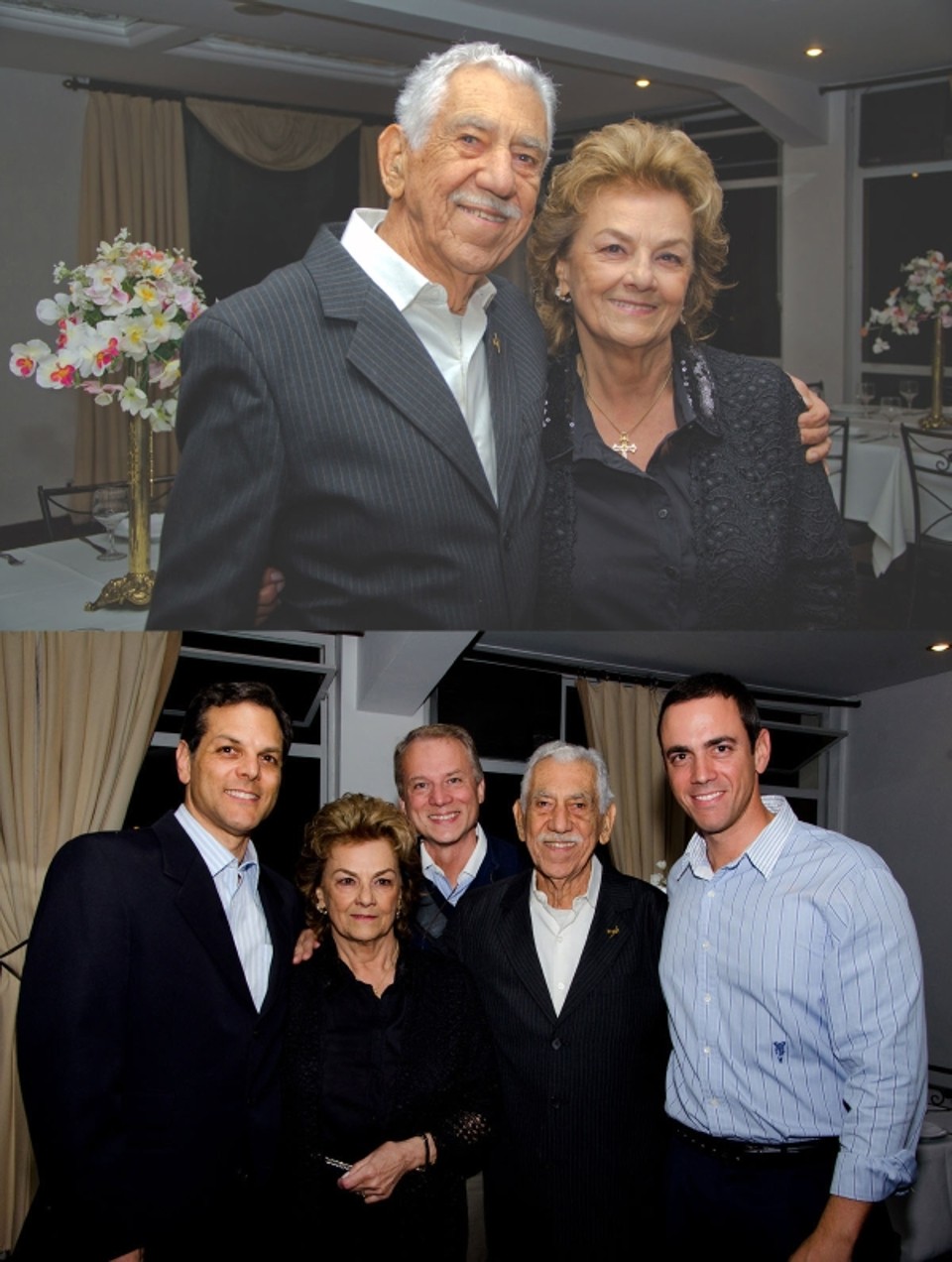 Em comemoração familiar, o comandante da Aeronáutica Aristogiton França festejou seus joviais 90 anos, tendo ao lado a bela e admirável NiraFrancalacci França. O casal, na foto de baixo, tem a cercá-lo os filhos Marcos, Antonio Luiz e Sandro | Rafa França Tetto