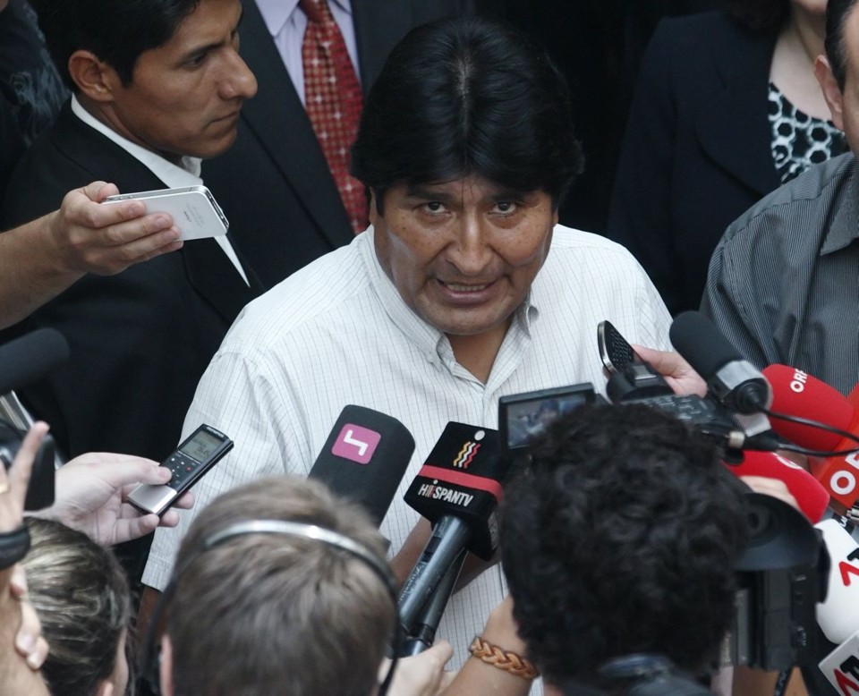 Evo Morales fala com a imprensa na Áustria | Reuters/Heinz-Peter Bader