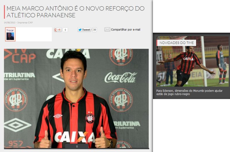 Site do Atlético confirmou a contratação de Marco Antônio e Willian Rocha nesta quarta-feira | Reprodução