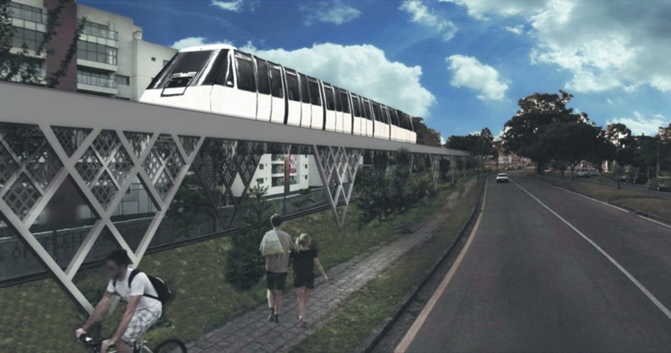 Concepção artística do projeto de VLP, que deve ser implantado aproveitando a estrutura ferroviária no eixo Norte-Sul | Ippuc/Divulgação