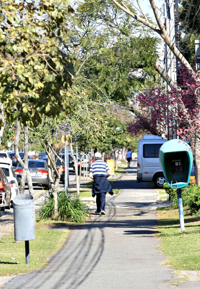 Na Av. Sete de Setembro, em Curitiba, o padrão da calçada é o B1: asfalto sem acabamento | Aniele Nascimento/ Gazeta do Povo