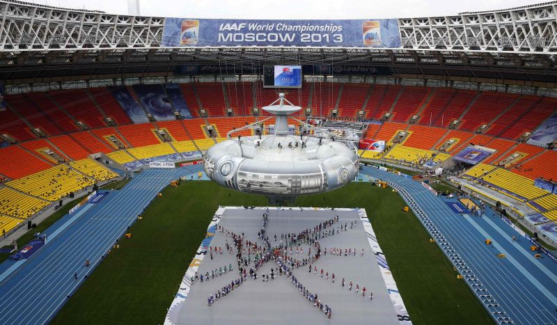 Ensaio da cerimônia de abertura do Mundial de Moscou: Brasil terá 32 atletas | Fabrizio Bensch /Reuters