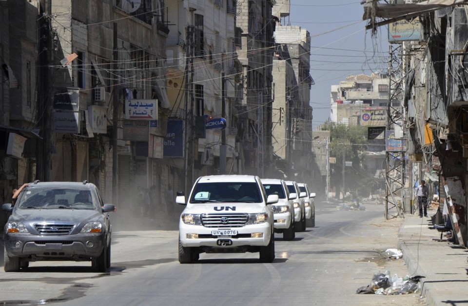 Comboio da ONU se desloca em Damasco, na Síria | Reuters/Bassam Khabieh