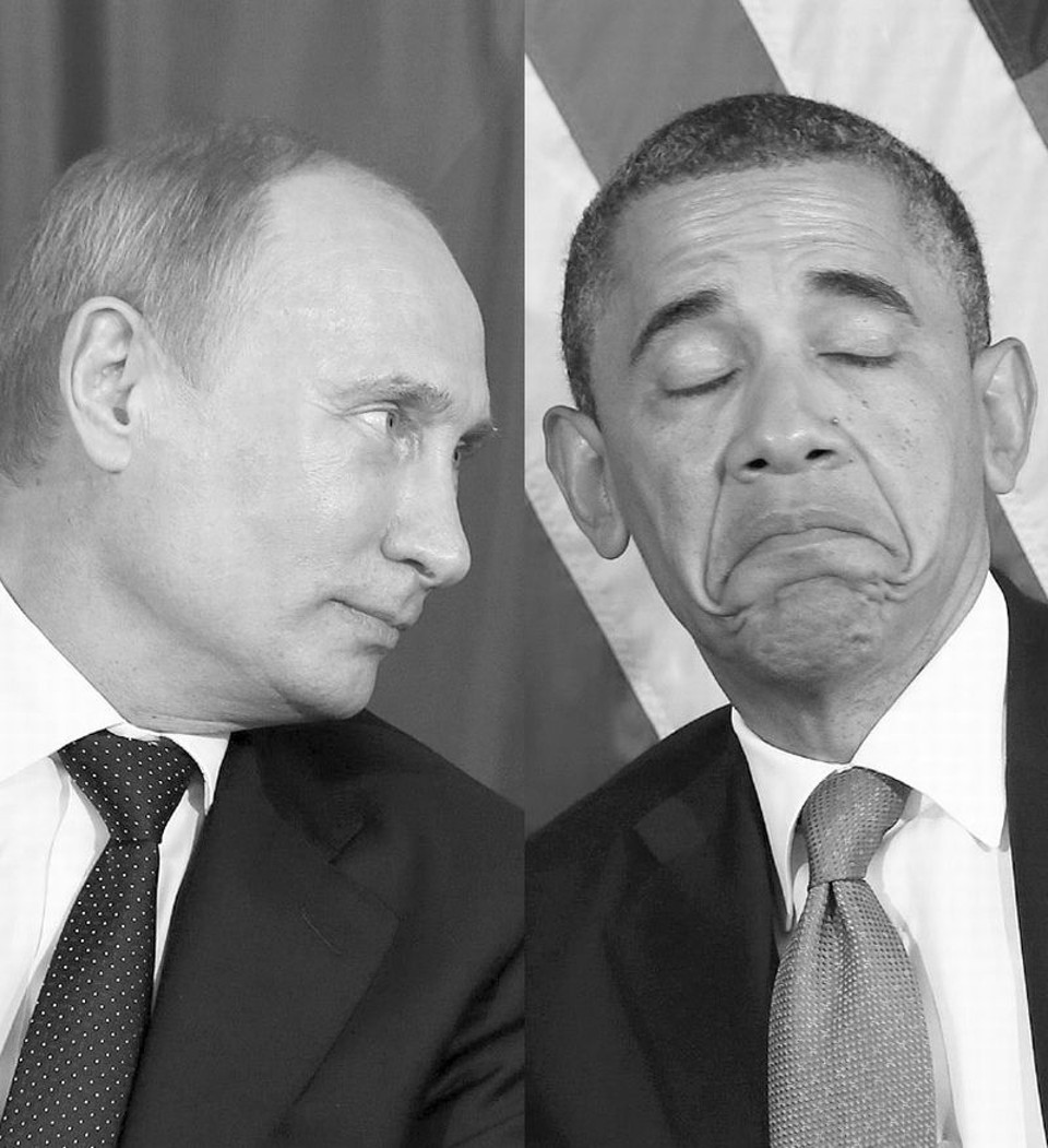 Foto de arquivo mostra Putin (à esq.) olhando para Obama num encontro ocorrido em Los Cabos, no México, em junho | Jason Reed/Reuters