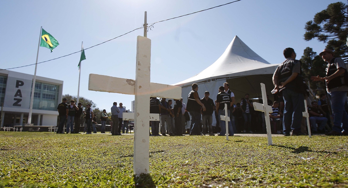 Agentes penitenciários acampam em frente ao Palácio Iguaçu desde o último dia 3 | Jonathan Campos/Agência de Notícias Gazeta do Povo