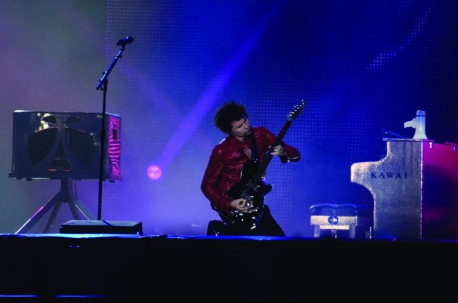 O frontman Matthew Bellamy comandou o Muse durante a apresentação no Rock in Rio |