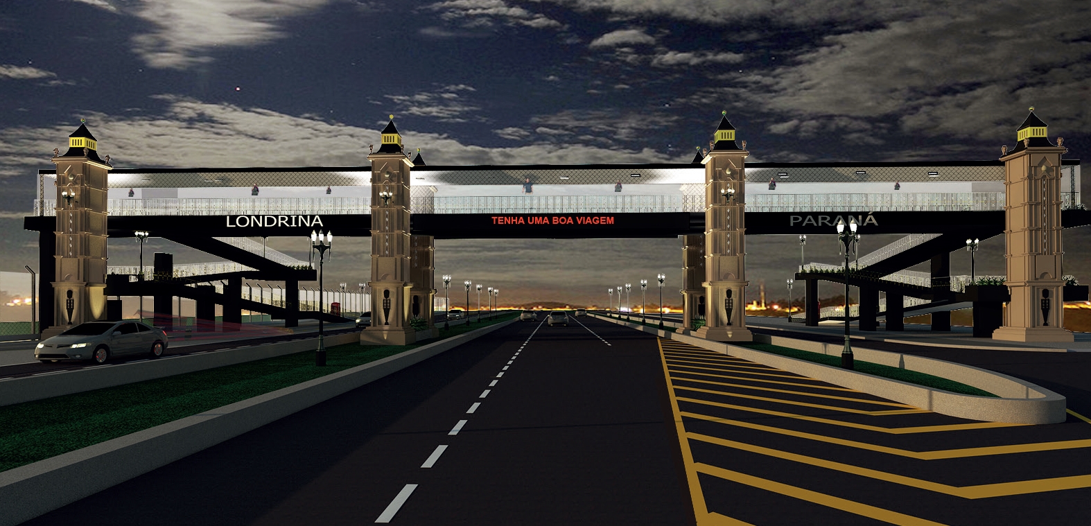 Imagem do projeto mostra as torres que imitam o relógio Big Ben | Divulgação/Econorte