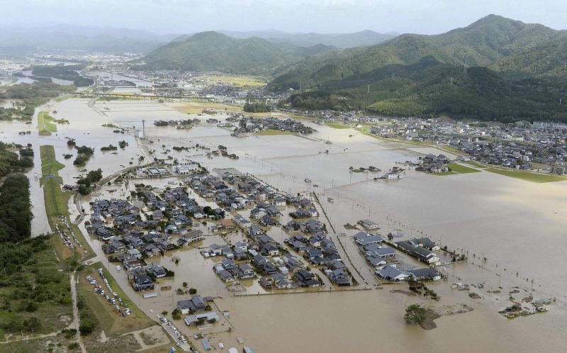 Região inundada em Kyoto após a passagem do tufão Man-yi | Kyodo/Reuters