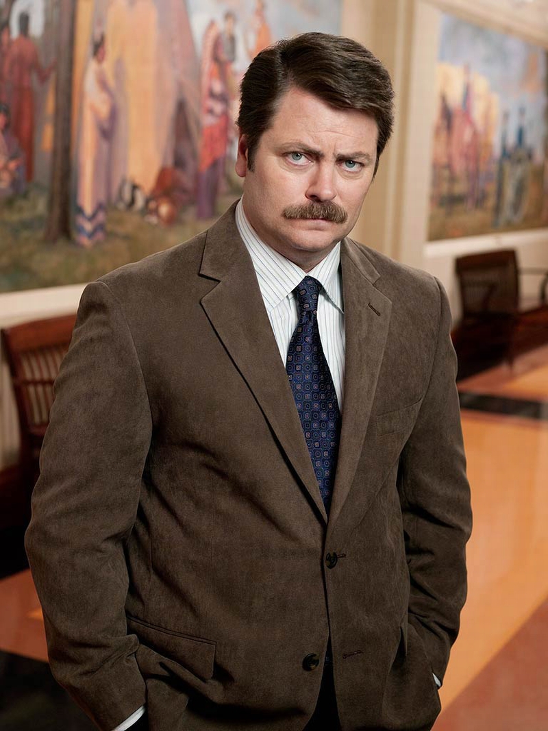 Nick Offerman como Ron Swanson em Parks and Recreation | Divulgação