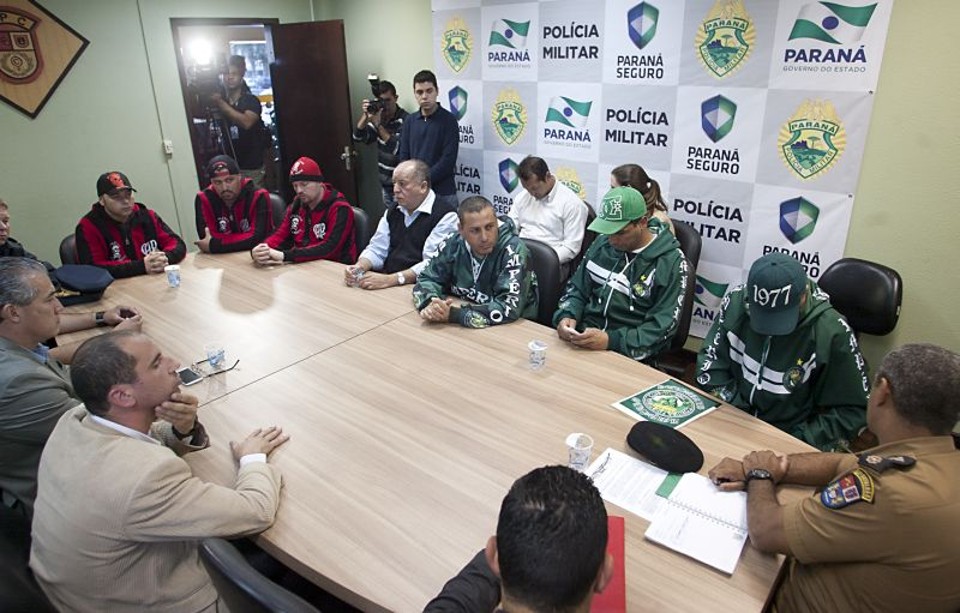 Reunião de segurança para o Atletiba no quartel do Comando Geral da PM nesta quinta-feira | Marco André Lima / Tribuna do Paraná