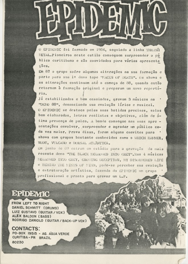 Página de fanzine com o Epidemic | 