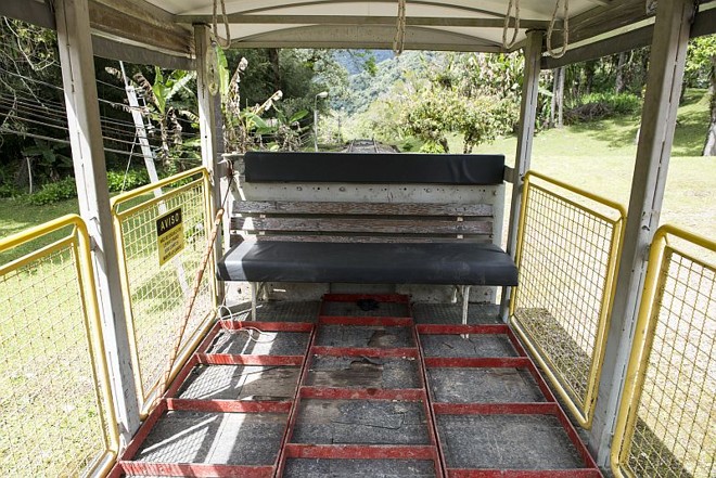 Na Usina de Chaminé, a grande atração é o trolei, um tipo de bondinho que desce 650 metros | 